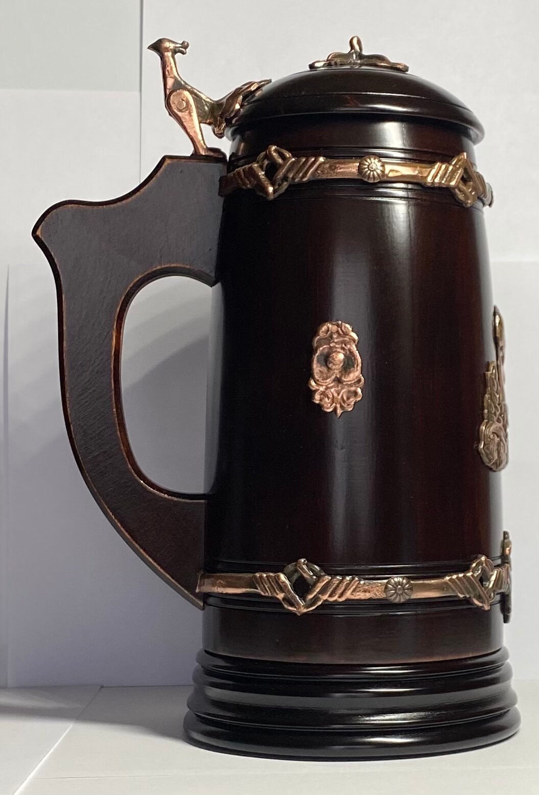 Handmade Wooden Beer Mug With Lid Oak Wood Pint Beer Stein Etsy