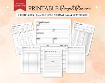 Plantillas imprimibles para planificador de proyectos: A4 y Carta estadounidense (Paquete de descarga en PDF)