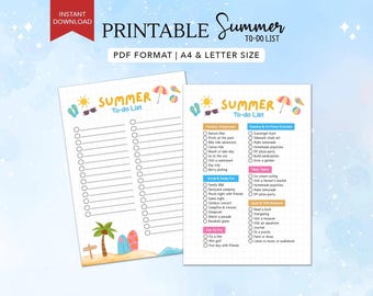 Lista de actividades de verano para niños: Lista imprimible de cosas que hacer durante las vacaciones (Descarga en PDF tamaño A4/Carta)