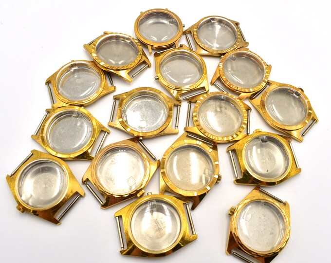 Watch Case Large Wrist Watch Case With Crystal Gold Wrist Etsy