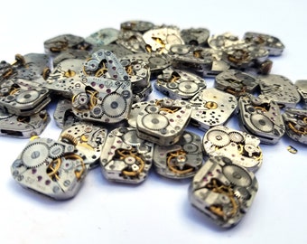 Small Watch movement lot, rectangular watch workings, steampunk parts - watch jewelry findings, great for cufflinks, 2 MOVEMENTS PER LOT