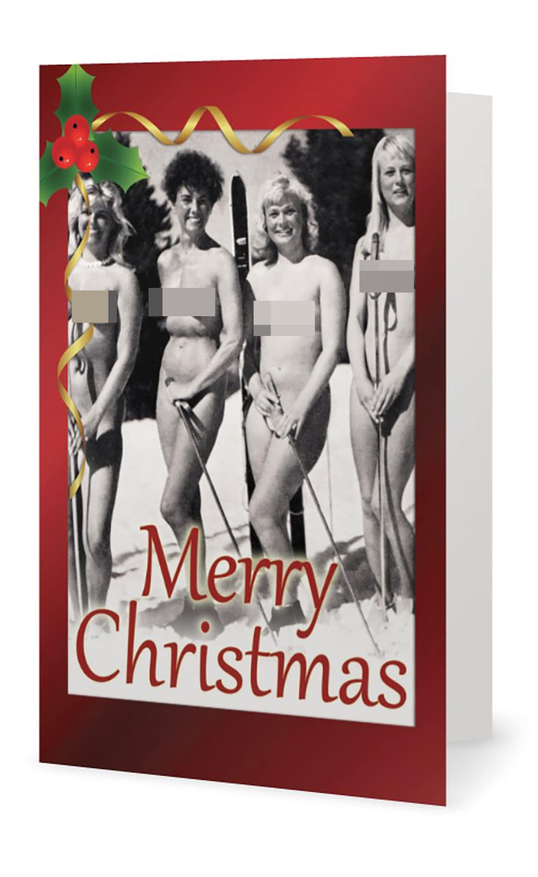 merry nudist christmas H&E Naturist Retro Christmas Card Design 3 Nude Nudist - Etsy