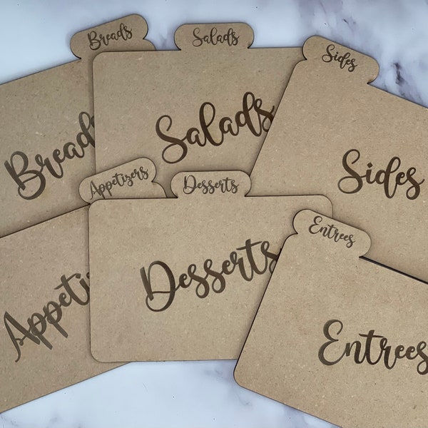 SVG Recipe Card Dividers - FILE ONLY  -Entrees, Desserts, Appetizers, Sides, Salads & Breads