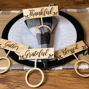 Napkin rings, Thankful, Blessed, Gather, Grateful, Family - SVG file