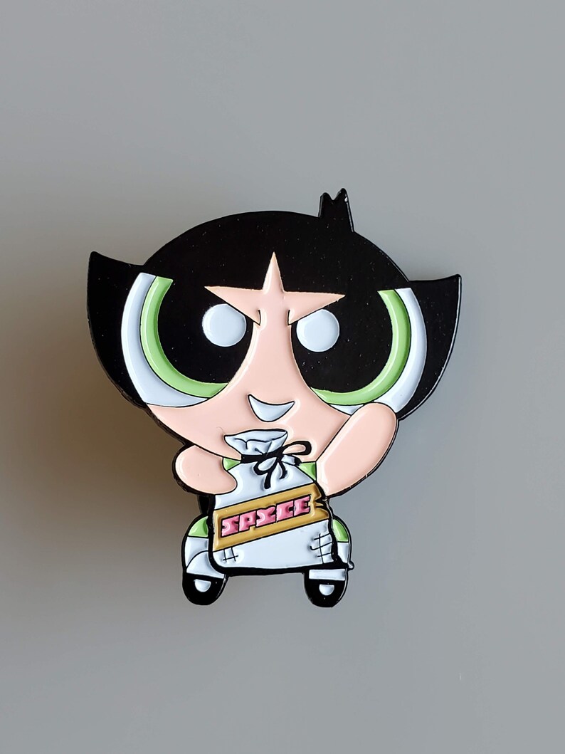 Aesthetic Pins Power Puff Girls Enamel Pin Custom Enamel Pins Cartoon Pin Cute Pins Cute Gifts Girl Power Pins Buttercup Pin for Jacket