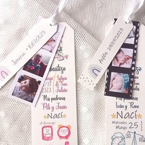 Promemoria battesimo con foto, segnalibri personalizzati per battesimo, inviti battesimo, segnalibri promemoria stati, battesimo con foto