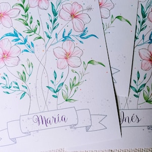 Hibiscus with name, flowers with your name, flowers gift, bouquet of flowers, hibiscus draw, valentines gift, mother day gift, wedding gift