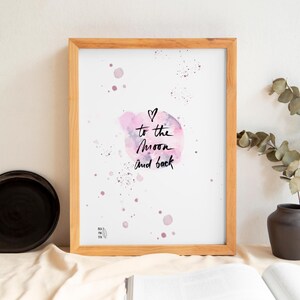 To the moon and back poster, tarjeta de San Valentín, tarjeta de Aniversario, to the moon and back poster, mensajes de amor, San Valentín