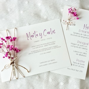 Convites de casamento com paniculata, convites paniculata rosa, convites elegantes, convites de casamento botânicos, convites florais