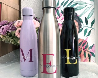 Botella personalizada, botella con tu inicial, botella con tu nombre, vaso personalizado, regalos para bodas, regalos para profesores, termo