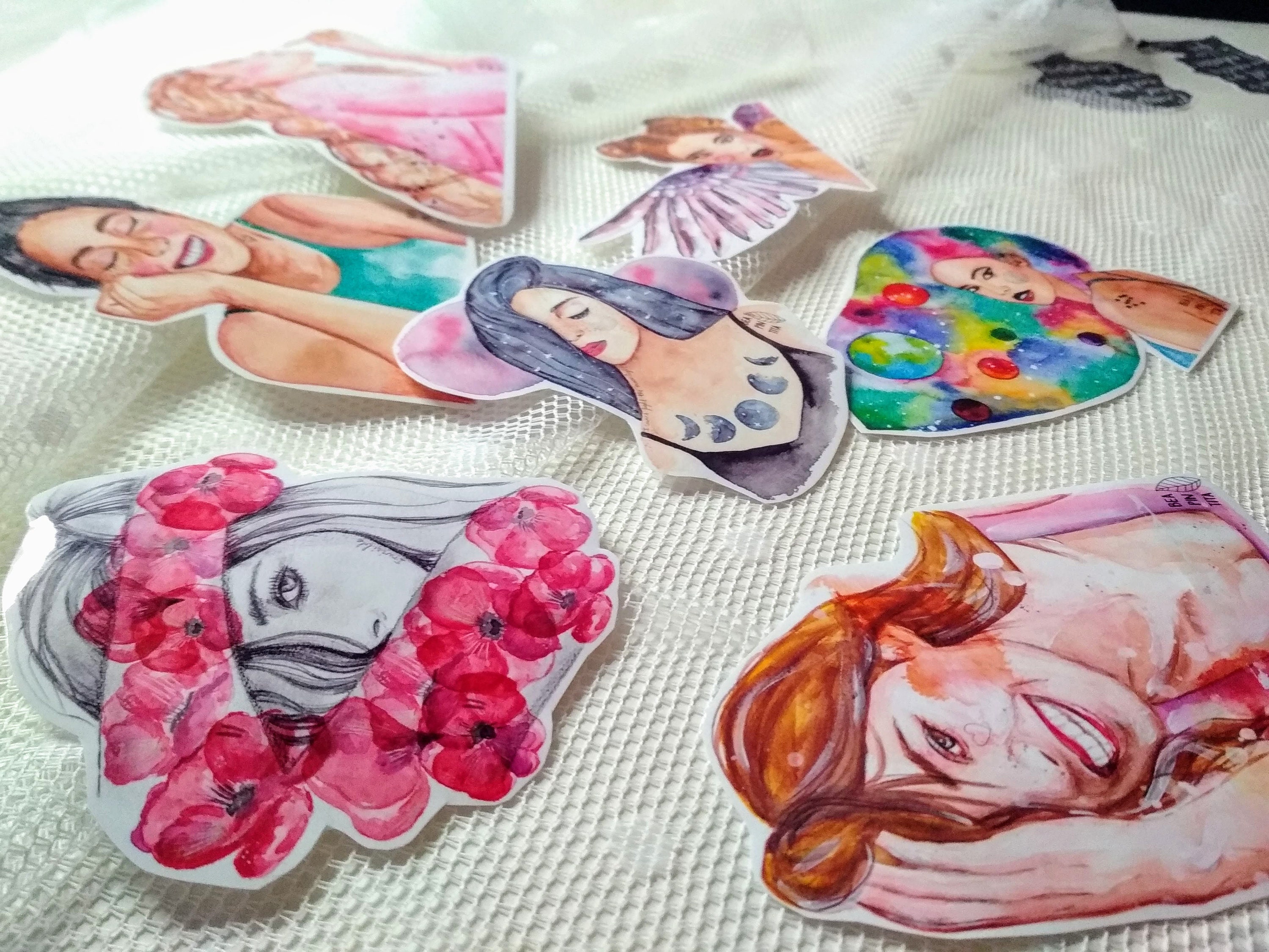 Mädchen Sticker, schöne Gesichter Sticker, Frauen Glossy Sticker ...