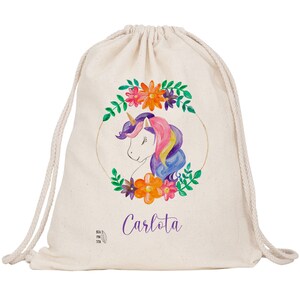 Cartable licorne avec nom, sac à cordon personnalisé pour enfants, sac de danse licorne, sac pour chambre de bébé, sac à dos pour bébé, sac à collation, cadeau licorne