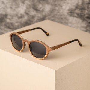 Lagos | Walnut Wooden Polarized Sunglasses for Men or Women | Circular Shape | Wood Optical Frames | UK Design