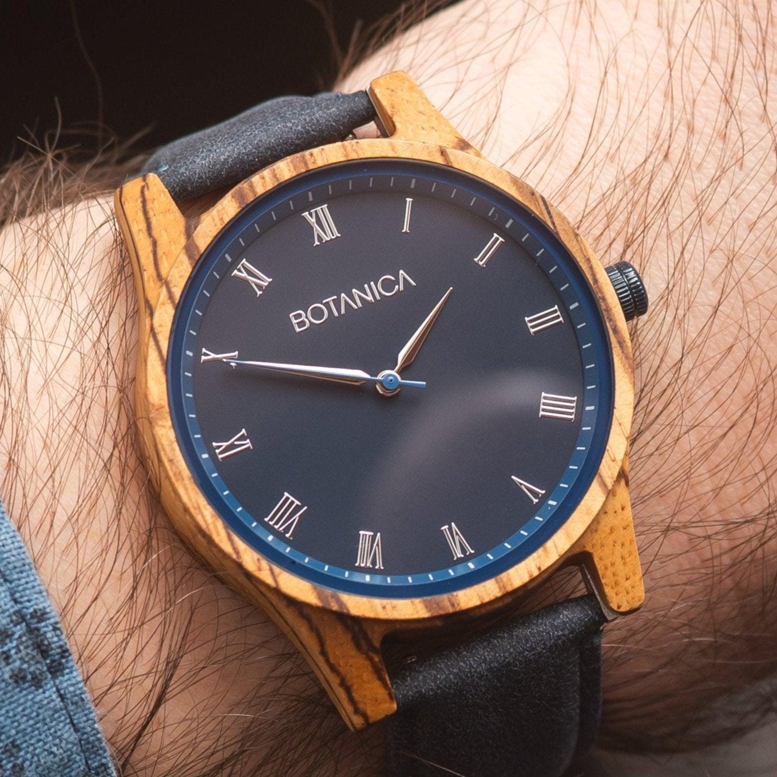 Zebrano Holzuhr Männer Frauen 42mm Design Quarz-Analog