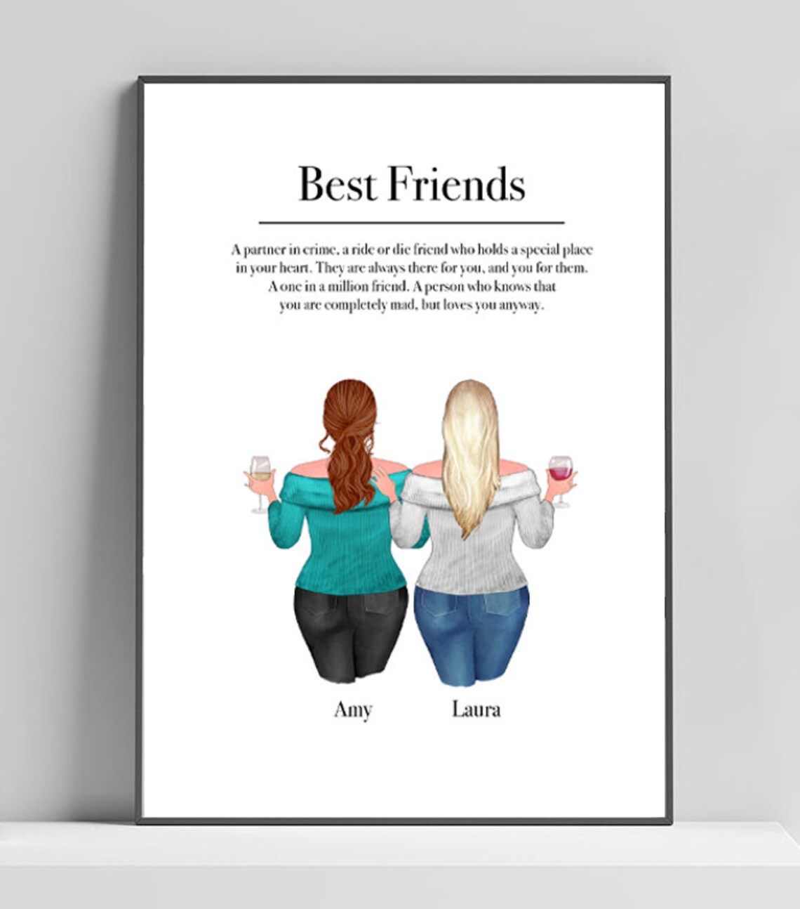 Best friend print Personalised Wall art Custom Friend prints Etsy
