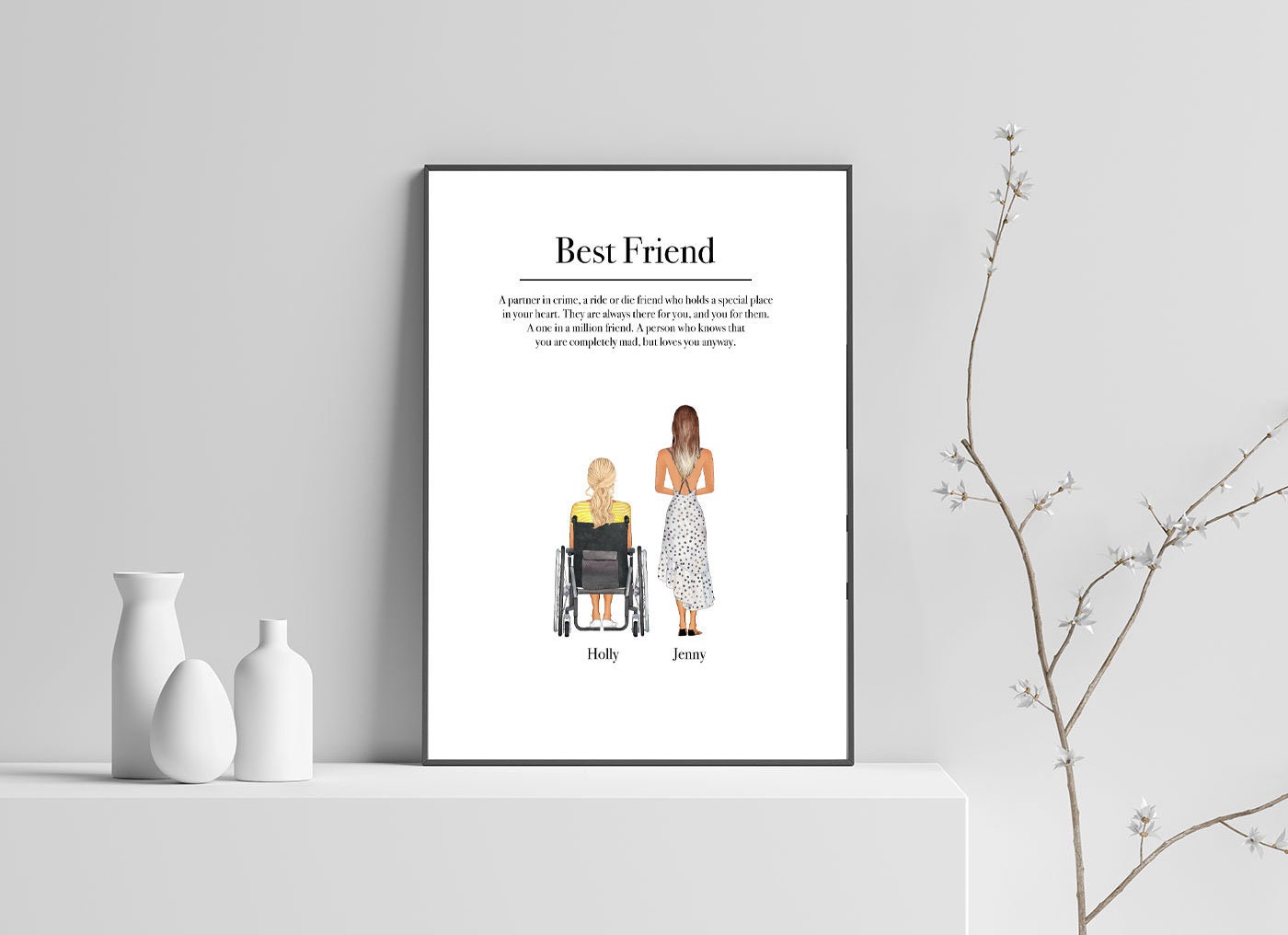 Personalised Best Friend Wall Art Print Custom Friend Prints | Etsy UK