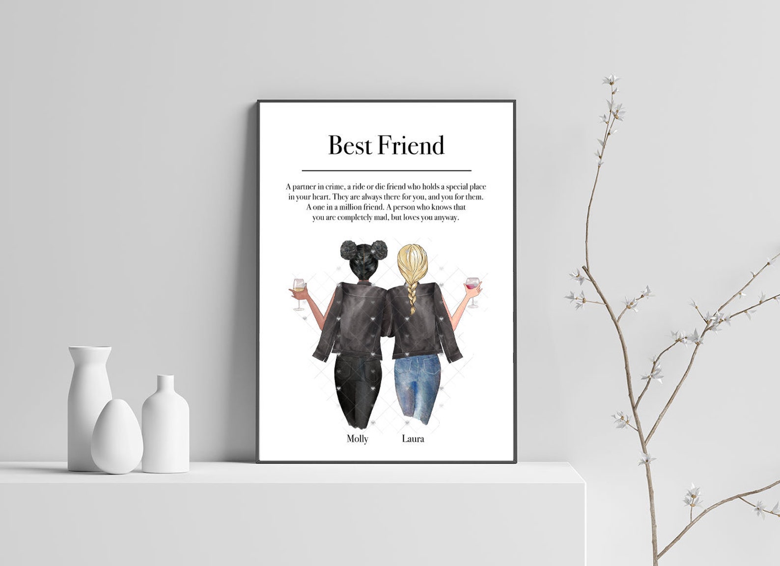 Best friend print Personalised Wall art Custom Friend prints Etsy