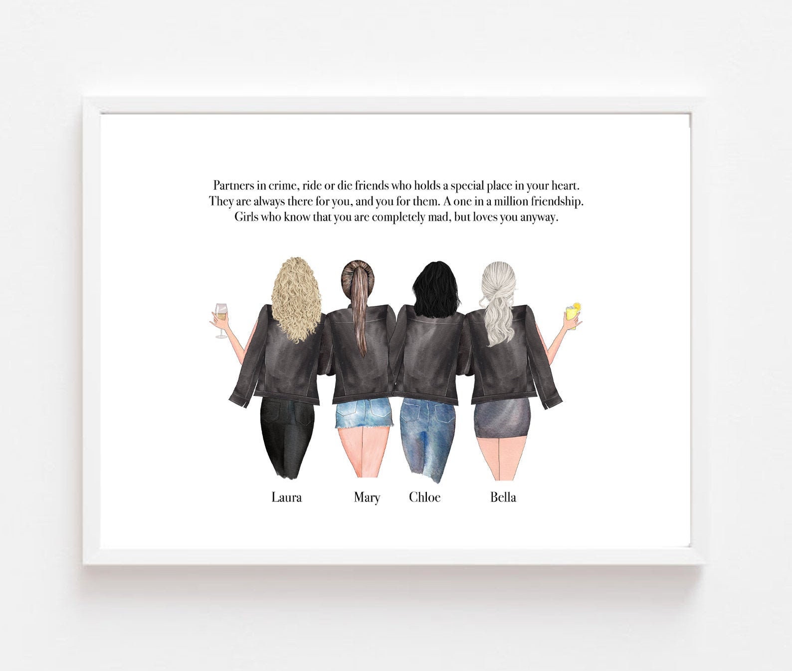 Best friends print Personalised Wall art Custom Friend Etsy