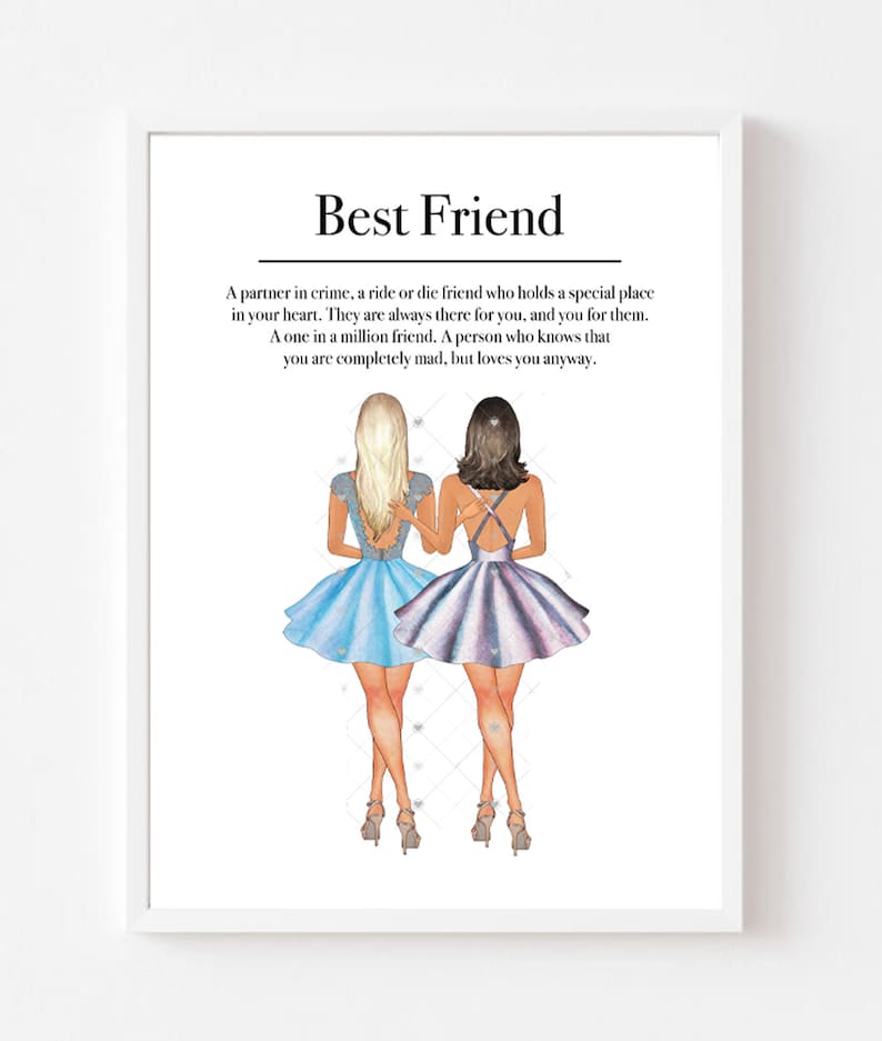Personalised Best friend Wall art print Custom Friend prints Etsy