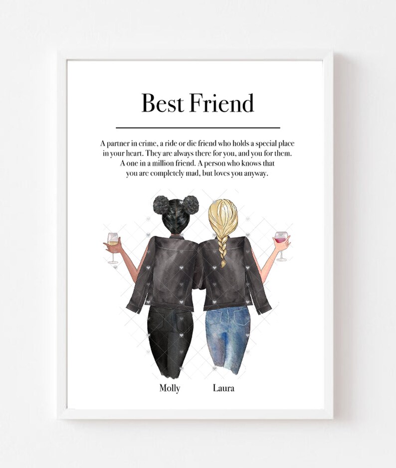 Best friend print Personalised Wall art Custom Friend prints Etsy