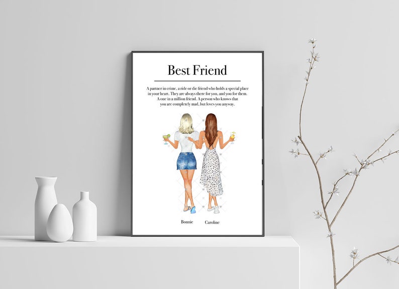 Personalised Best friend Wall art print Custom Friend prints | Etsy