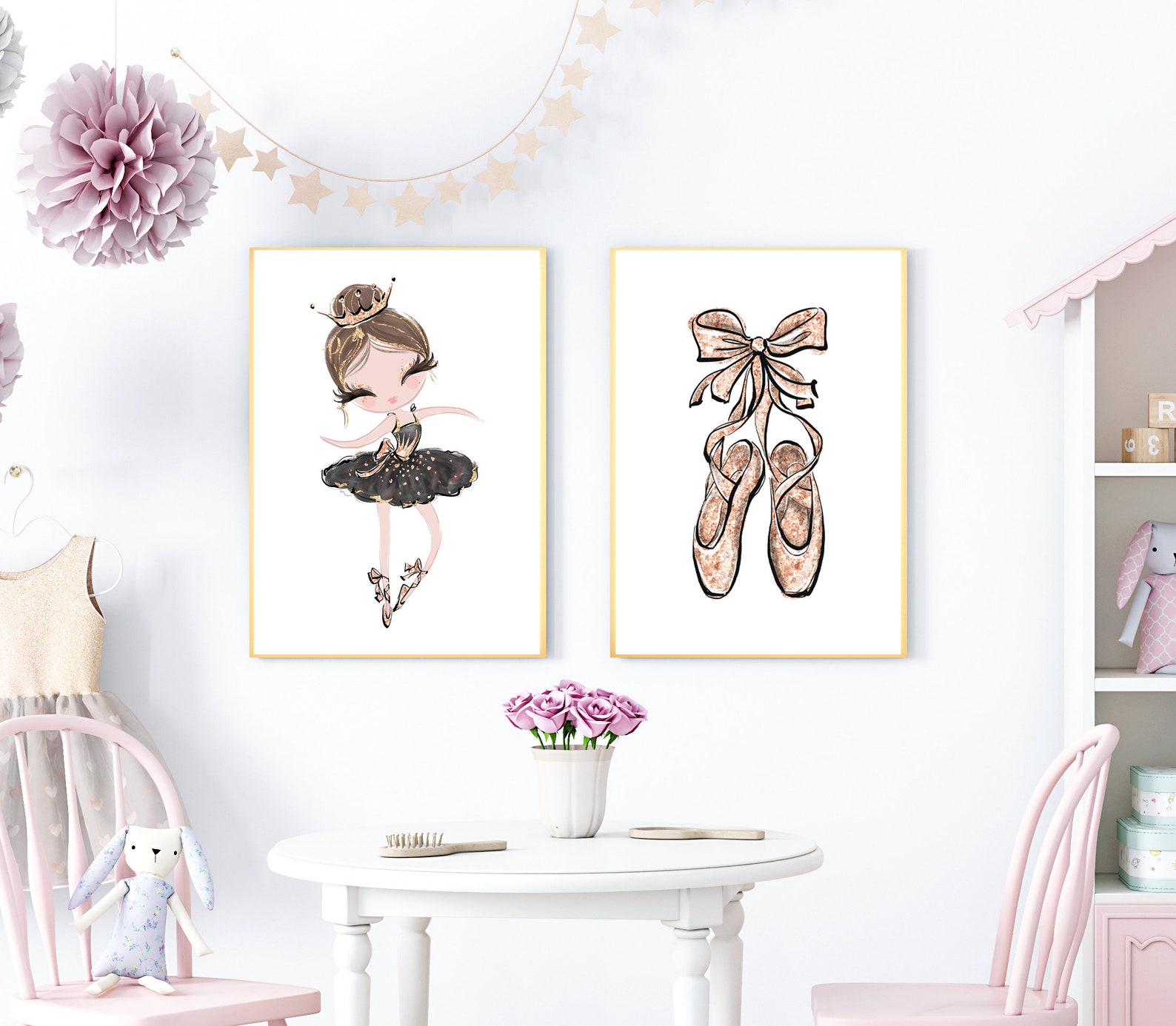 Ballerina Nursery Wall Art Prints Set of 2 Nursery Decor | Etsy