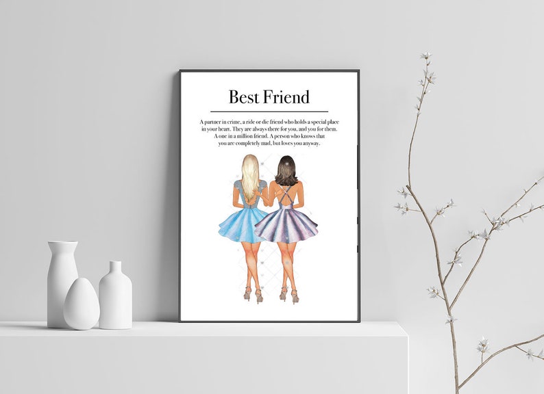 Personalised Best friend Wall art print Custom Friend prints Etsy