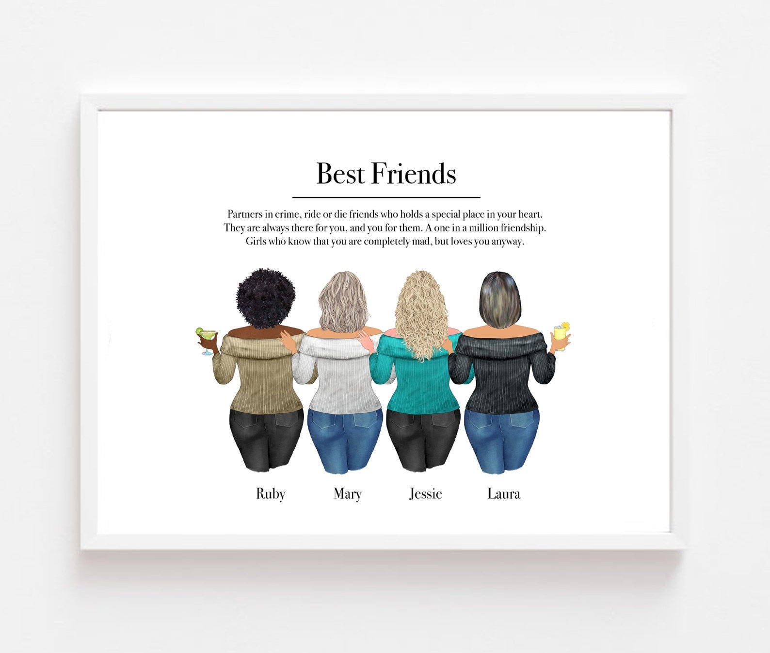 Best Friend Print Personalised Wall Art Custom Friend Prints | Etsy UK