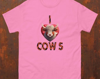 Adorable I Love COWS Shirt, Whimsical Cow Print Design