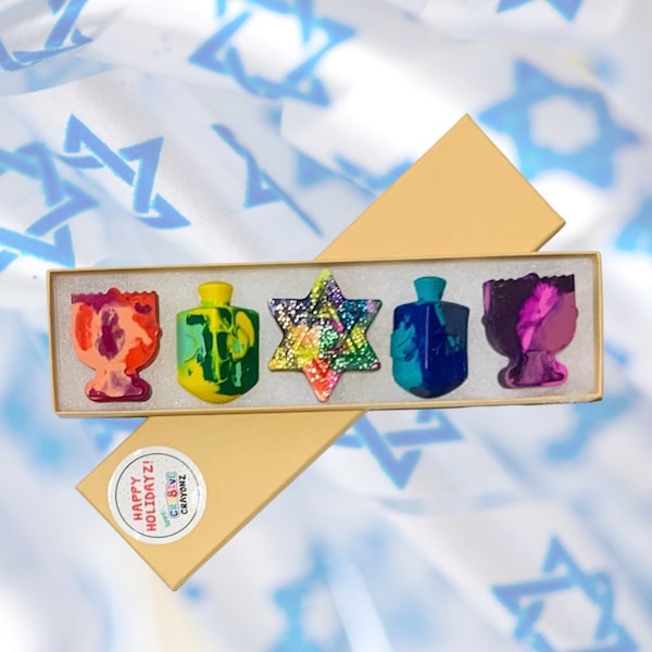 Hanukkah Crayons, Hanukkah Gift For Kids, Jewish Star Crayons, Menorah Crayons, Kids Holiday Gift, Dreidel Crayons