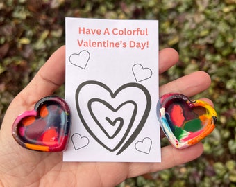 Class Valentine For Kid, Valentines Day Crayon, Valentine Classroom Gift, Heart Shaped Crayon, Non Candy Valentine Favor, Toddler Valentine