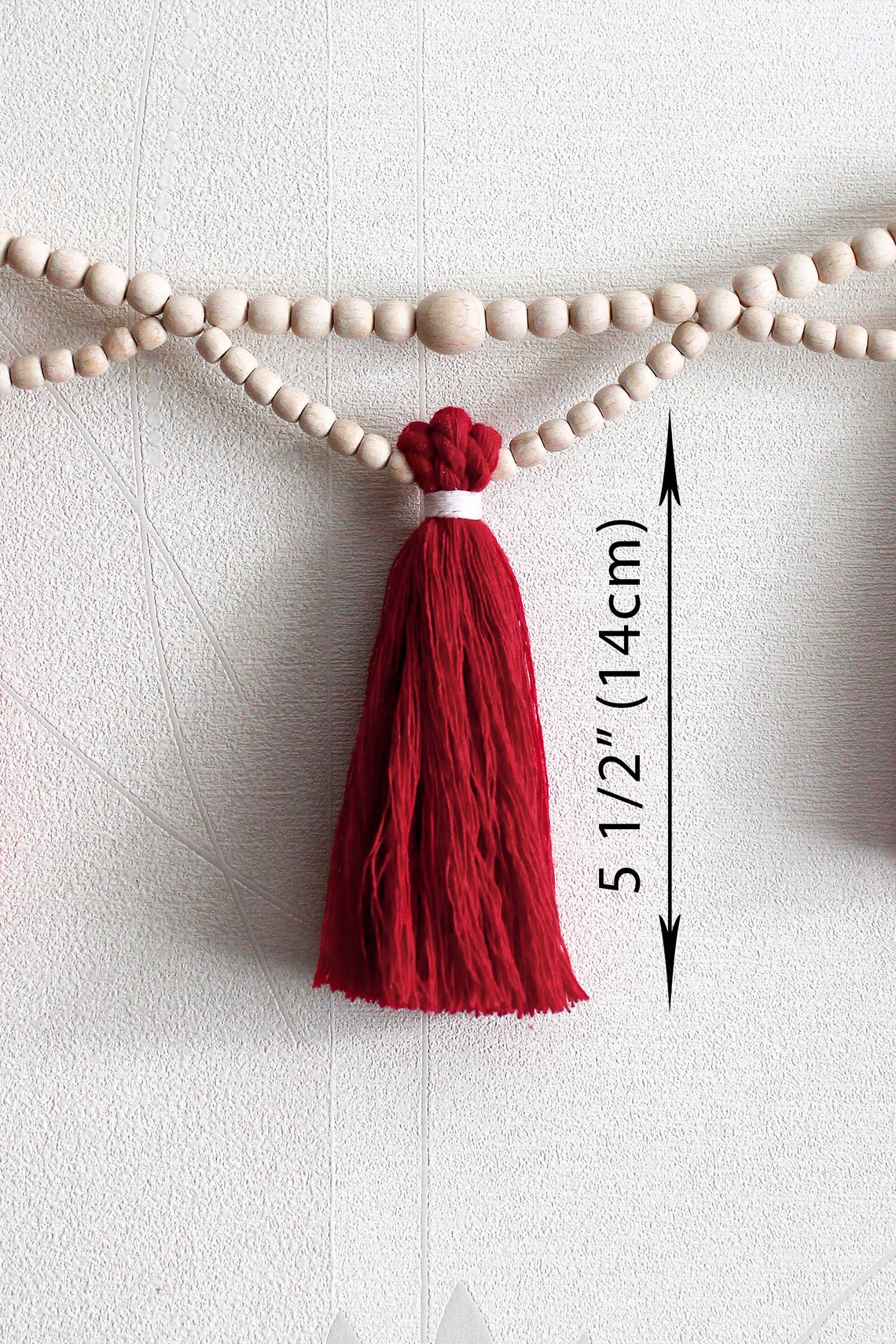 Wood bead black tassel garland for mantle Witchy wall decor Etsy