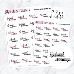 School Holidays Script || Planner Sticker sheet