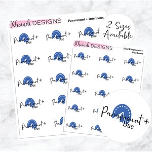 Paramount + Icono debido // Hoja de pegatinas del planificador