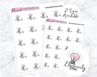 Electricity Due Icon || Planner Sticker Sheet