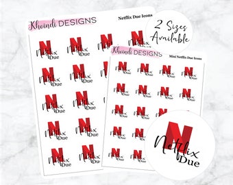 Netflix Due Icon || Planner Sticker Sheet