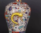 Chinese antique porcelain vase,Chinese Ming Dynasty Chinese art china Xuande marked enchase famille verte vase hand painted ceramic bottle