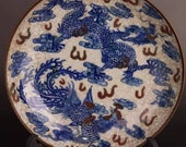 Chinese antique porcelain plate,Qing Dynasty Kangxi marked famille rose gold drawing porcelain plate yellow ground dragons pattern plate