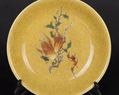 Chinese antique porcelain plate,Qing Dynasty Chinese art china Qianlong marked famille rose yellow glaze porcelain plate paint with flower