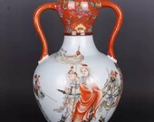 Chinese antique porcelain ruyi vase,Chinese Qing Dynasty Chinese art Qianlong marked colour enamel falangcai hand painted porcelain vase