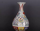 Chinese antique porcelain vase,Chinese Ming Dynasty Chinese art china Xuande marked enchase famille verte yuhuchun vase hand painted bottle