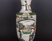 Chinese antique porcelain vase,Chinese Qing Dynasty Chinese art china Kangxi marked famille verte mallet vase wucai hand painted ceramic