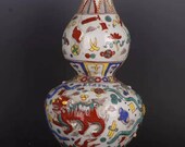 Chinese antique porcelain vase,Chinese Ming Dynasty Chinese art china Xuande marked enchase famille verte gourd vase wucai calabash bottle