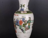 Chinese antique porcelain vase,Chinese Qing Dynasty Chinese art china Kangxi marked famille verte mallet vase wucai hand painted ceramic