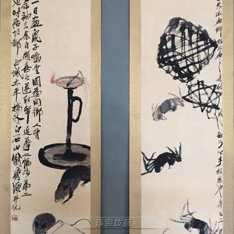 Painting Four Pieces Of Qi Baishi Paintings Chinese Antique Painting Old Traditional Chinese Scroll Painting China Calligraphy And Paintings Ink Hamaguri Co Jp