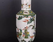 Chinese antique porcelain vase,Chinese Qing Dynasty Chinese art china Kangxi marked famille verte mallet vase wucai hand painted ceramic
