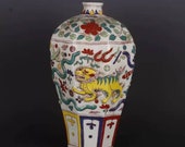 Chinese antique porcelain vase,Chinese Ming Dynasty Chinese art china Xuande marked enchase famille verte vase hand painted ceramic bottle