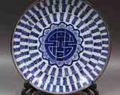 Chinese antique porcelain plate,Qing Dynasty Kangxi marked blue and white porcelain plate yellow ground lotus flowers pattern