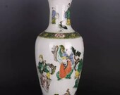 Chinese antique porcelain vase,Chinese Qing Dynasty Chinese art china Kangxi marked famille verte mallet vase wucai hand painted ceramic