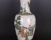 Chinese antique porcelain vase,Chinese Qing Dynasty Chinese art china Kangxi marked famille verte mallet vase wucai hand painted ceramic